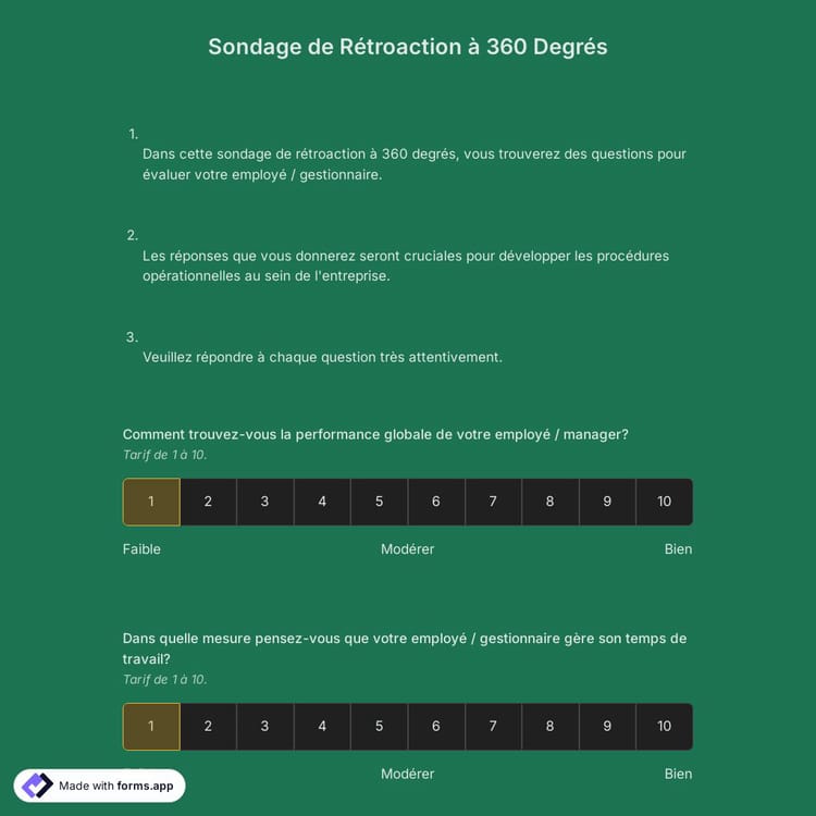 Modèle de Sondage de Rétroaction à 360 Degrés