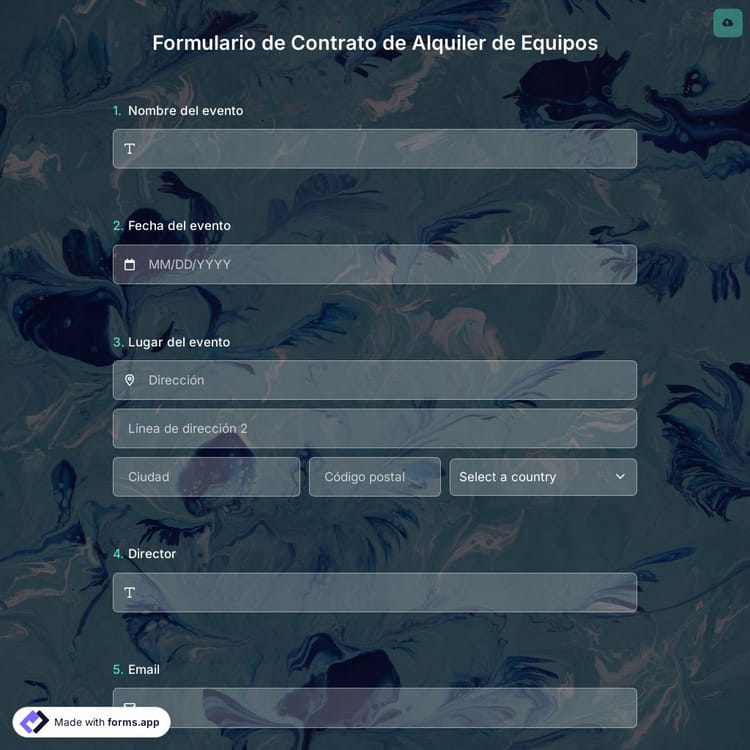 Plantilla de Formulario de Contrato de Alquiler de Equipos