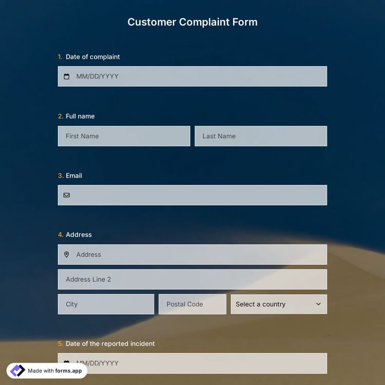 Customer Complaint Form Template