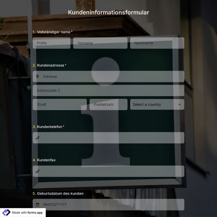 Kundeninformationsformular