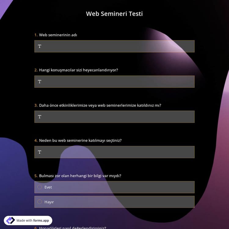 Web Semineri Test Şablonu