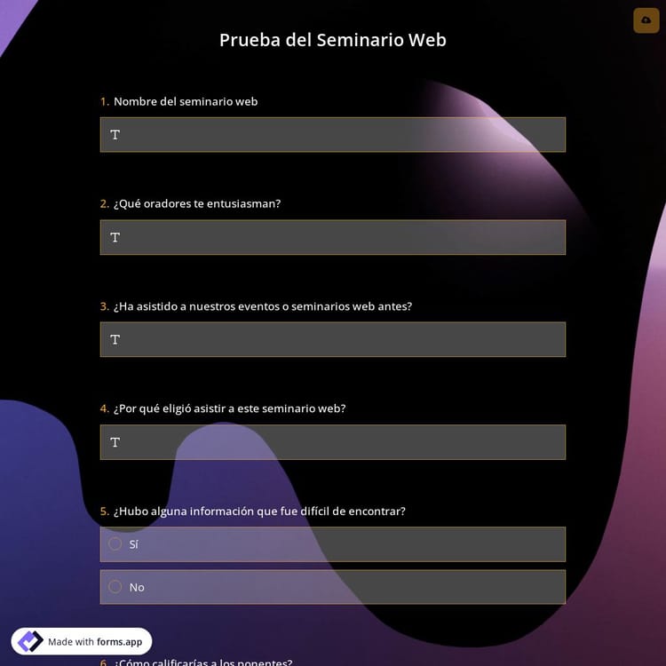 Plantilla de Prueba del Seminario Web