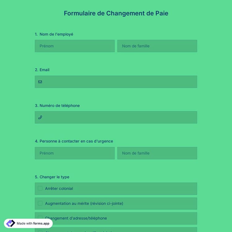 Formulaire de Changement de Paie