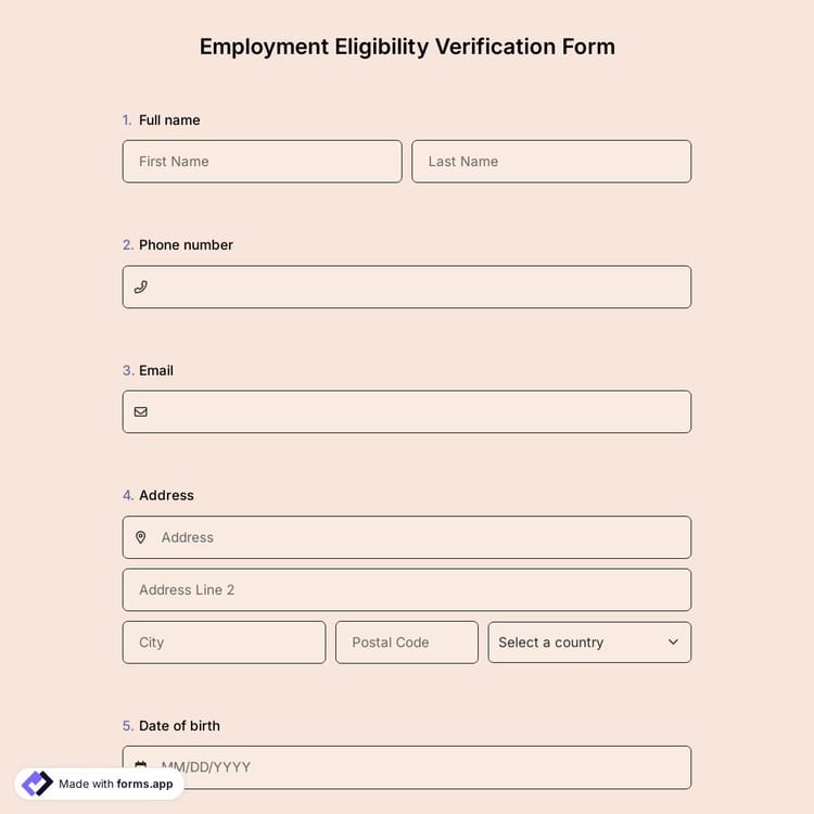 Employment Eligibility Verification Form Template