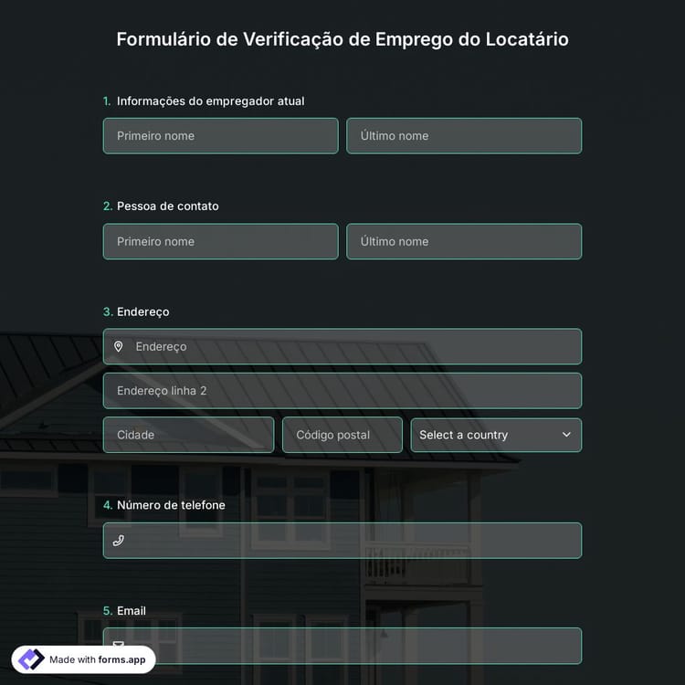 Formulário de Verificação de Emprego do Locatário