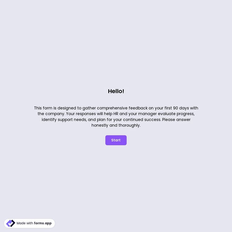 Employee 90-Day Review Form Template