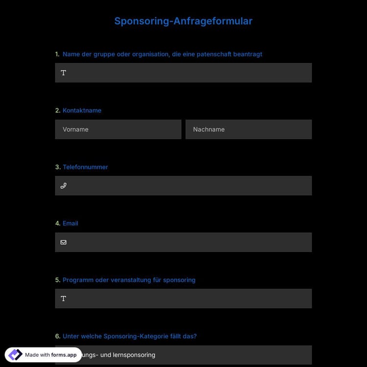 Sponsoring-Anfrageformular