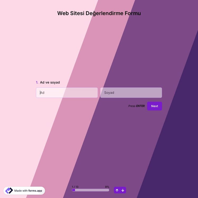 Web Sitesi Değerlendirme Formu Şablonu