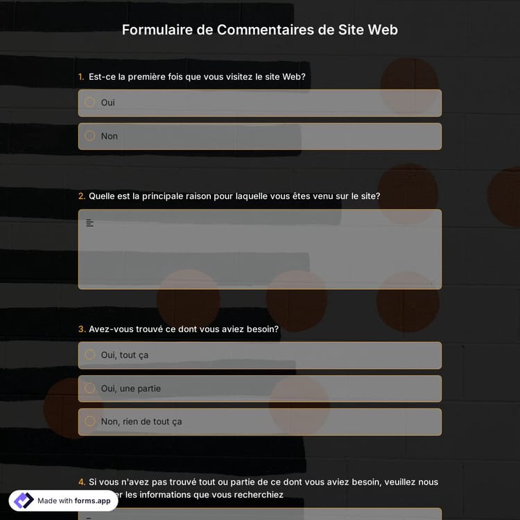 Formulaire de Commentaires de Site Web