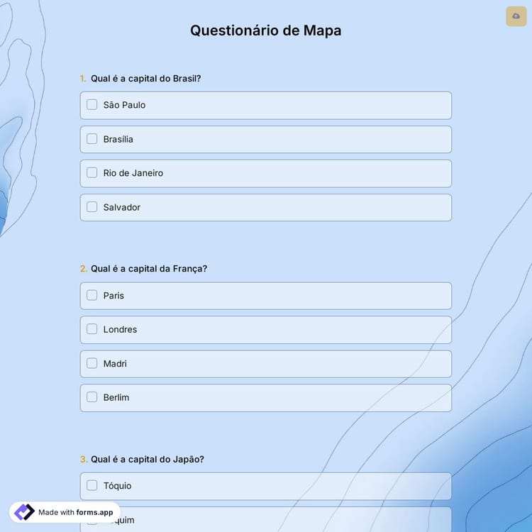 Questionário de Mapa