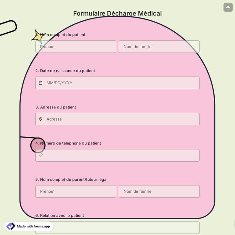 Formulaire Décharge Médical