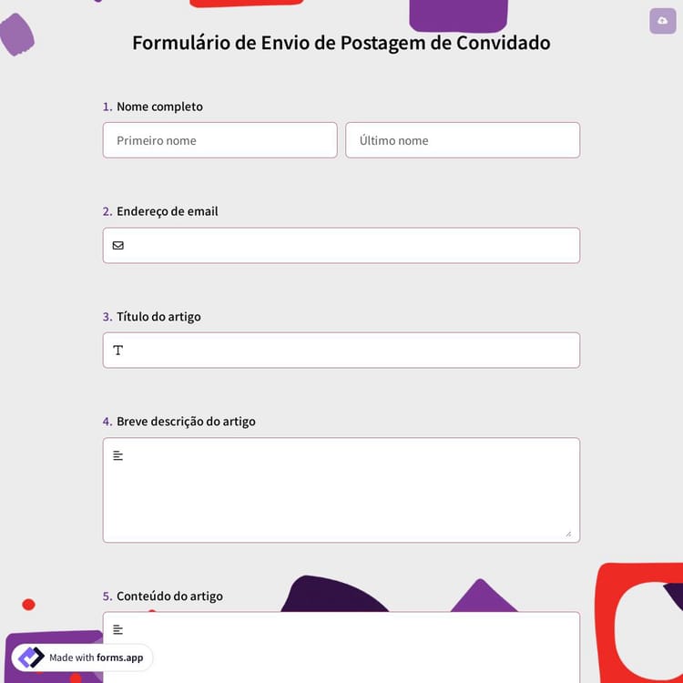 Formulário de Envio de Postagem de Convidado