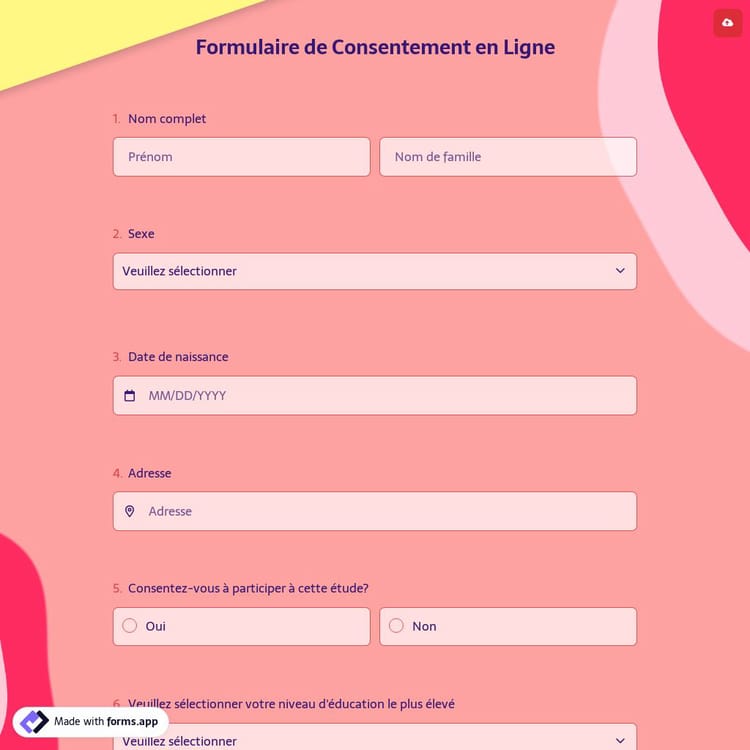 Formulaire de Consentement en Ligne