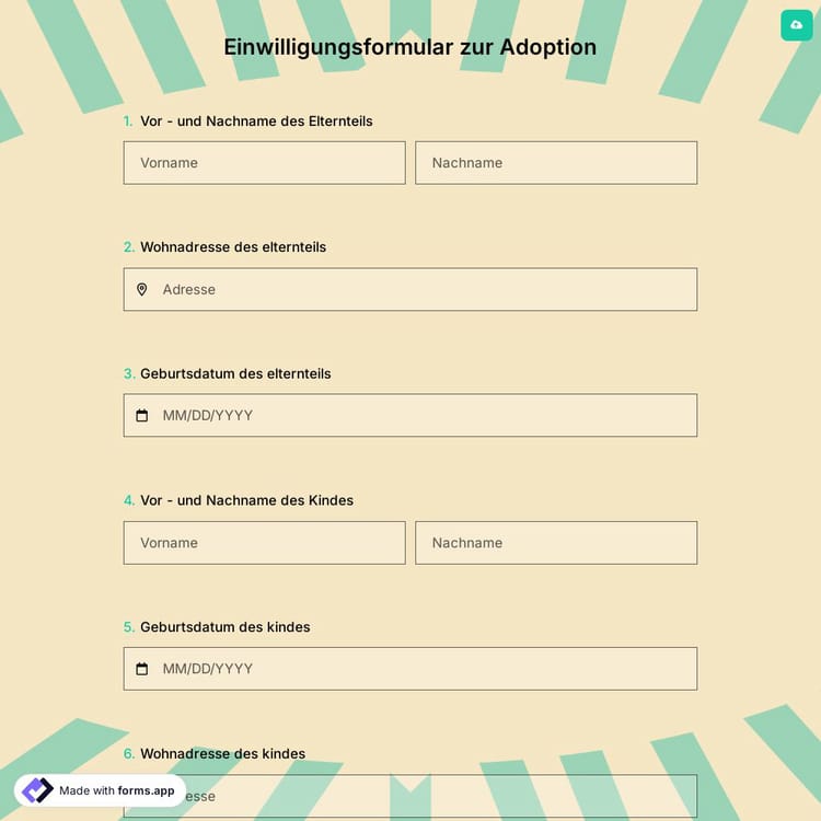 Einwilligungsformular zur Adoption