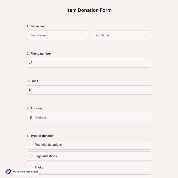 Item Donation Form