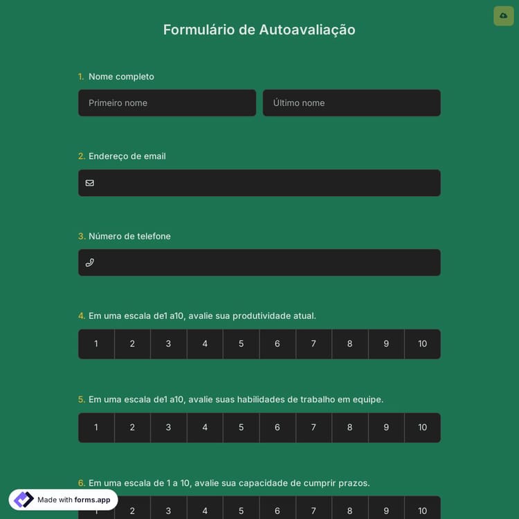 Formulário de Autoavaliação