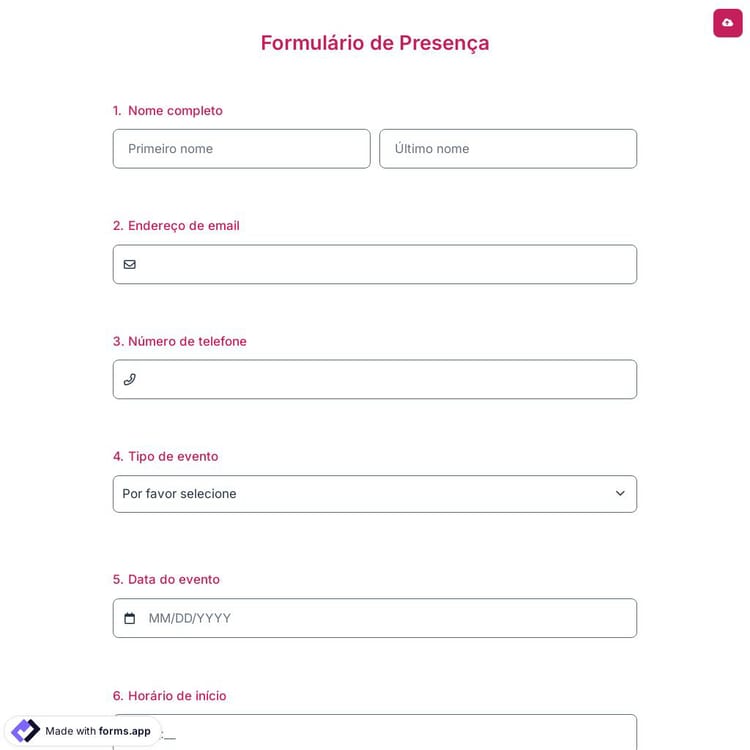 Formulário de Presença