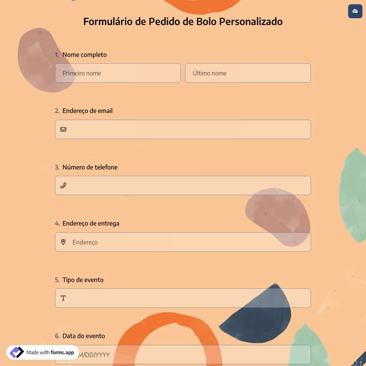 Formulário de Pedido de Bolo Personalizado