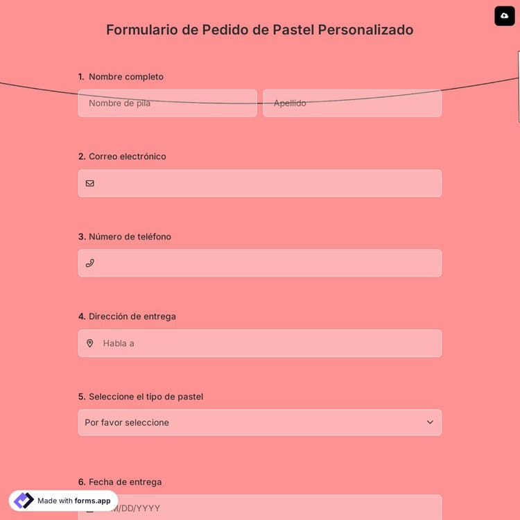 Formulario de Pedido de Pastel Personalizado