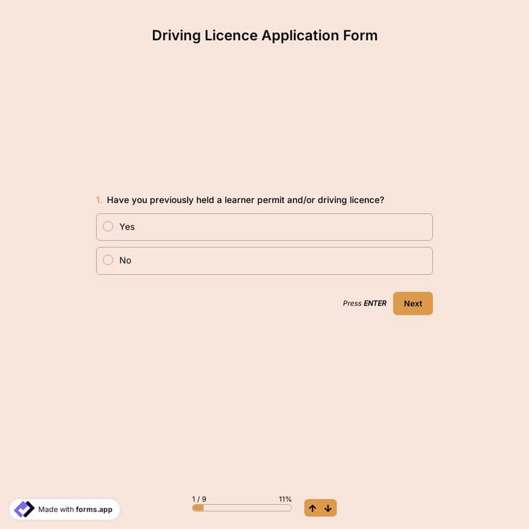 Driving License Application Form