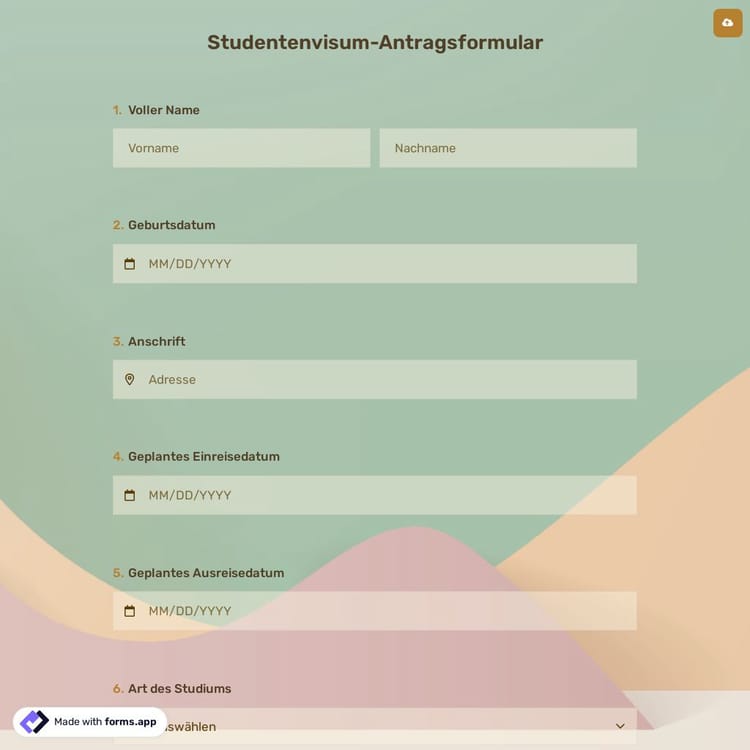 Studentenvisum-Antragsformular