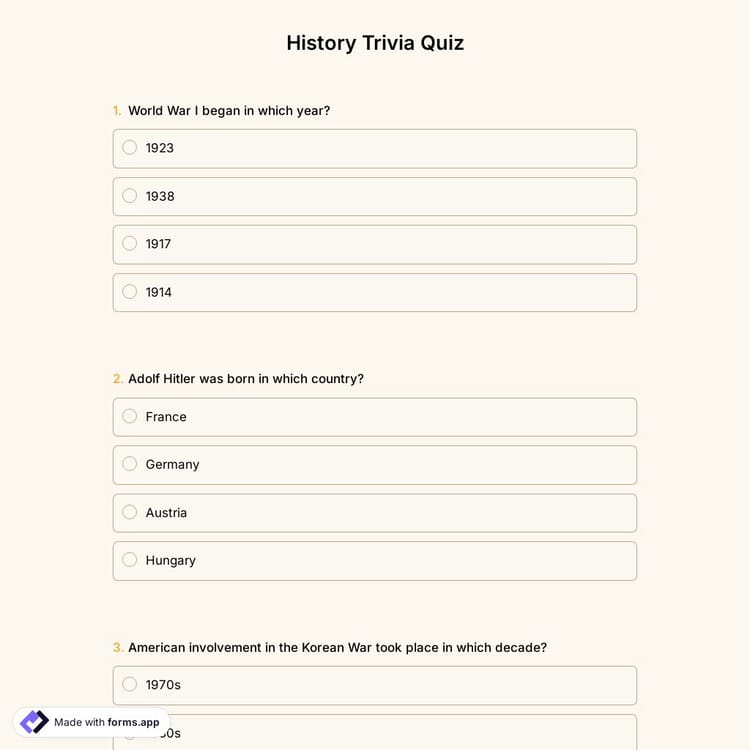 History Trivia Quiz