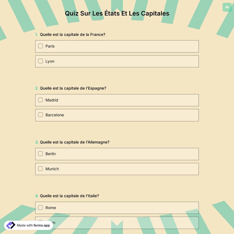 Quiz Sur Les États Et Les Capitales