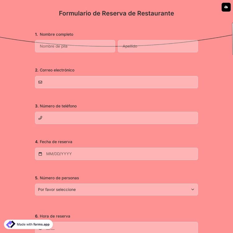 Formulario de Reserva de Restaurante