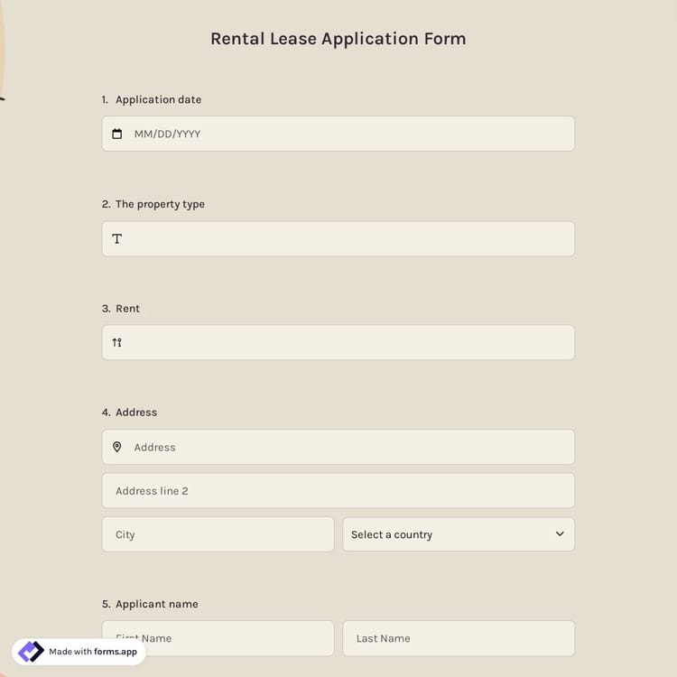 Rental Lease Application Form