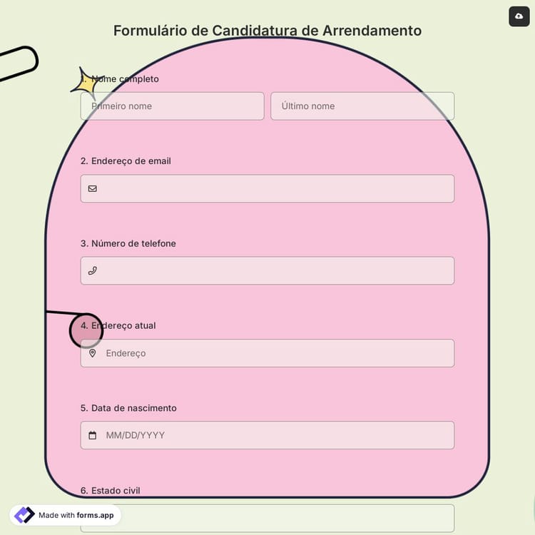 Formulário de Candidatura de Arrendamento