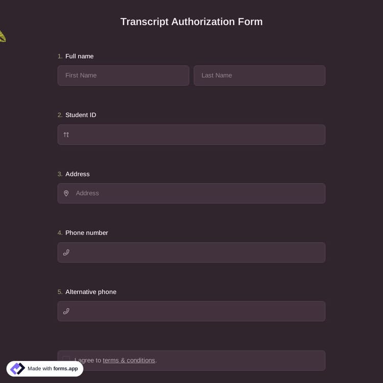 Transcript Authorization Form