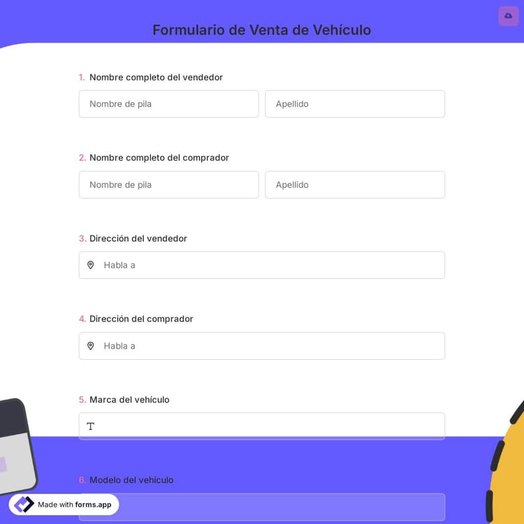 Formulario de Venta de Vehículo