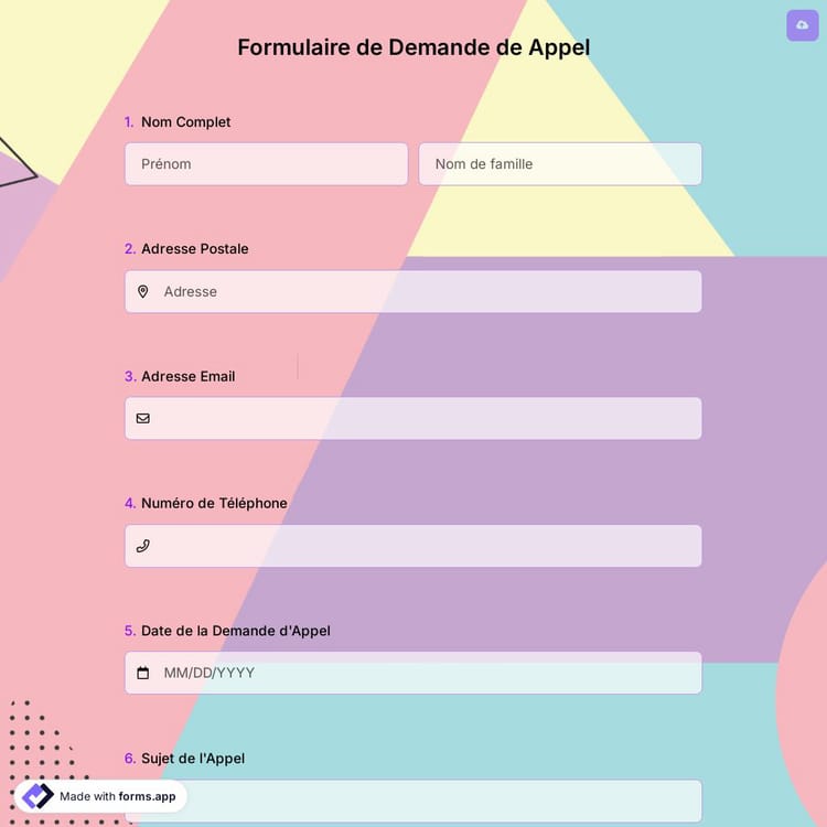 Formulaire de Demande de Appel