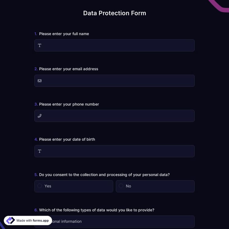 Data Protection Form