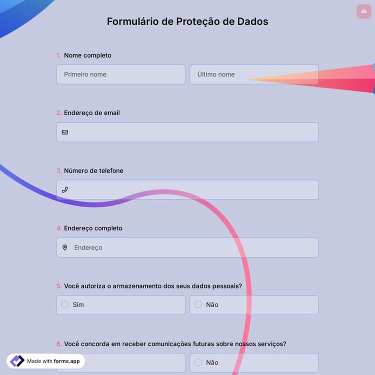 Formulário de Proteção de Dados