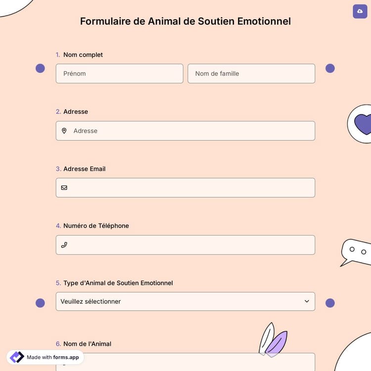 Formulaire de Animal de Soutien Emotionnel