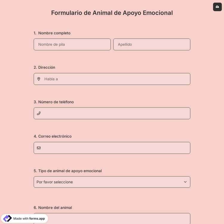Formulario de Animal de Apoyo Emocional