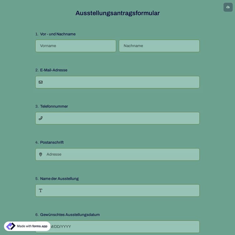 Ausstellungsantragsformular