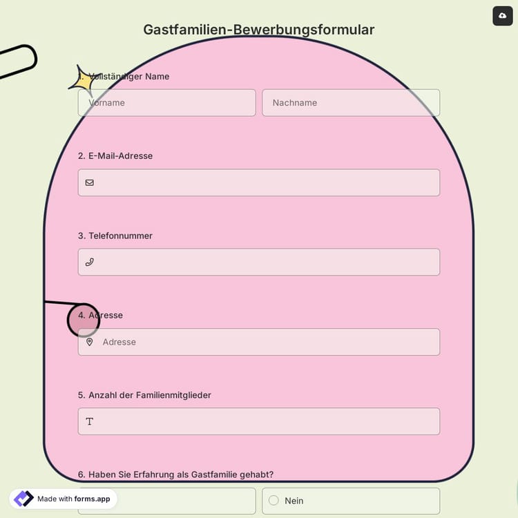 Gastfamilien-Bewerbungsformular