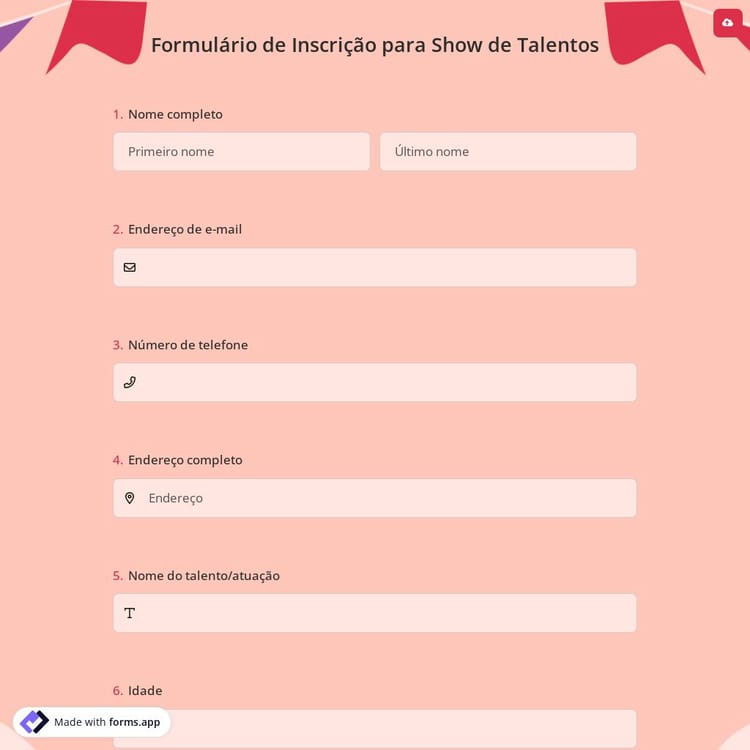 Formulário de Inscrição para Show de Talentos