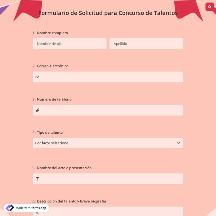 Formulario de Solicitud para Concurso de Talentos