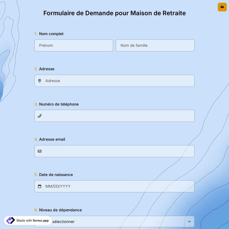 Formulaire de Demande pour Maison de Retraite