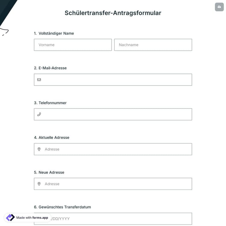 Schülertransfer-Antragsformular