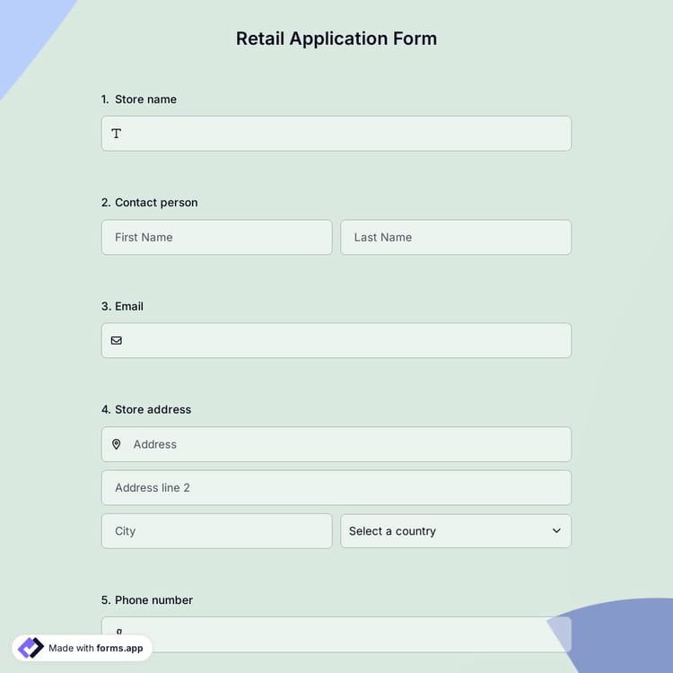 Retail Application Form