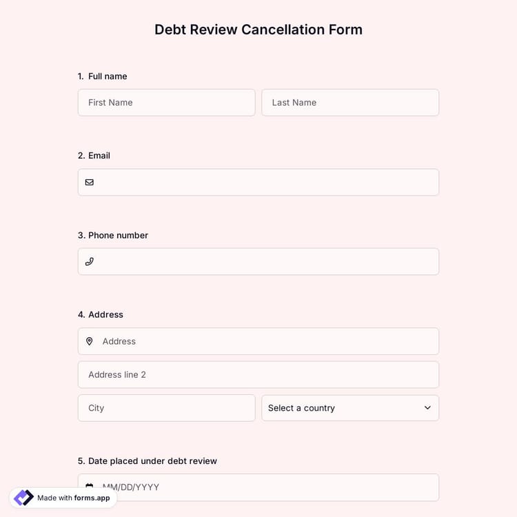 Debt Review Cancellation Form
