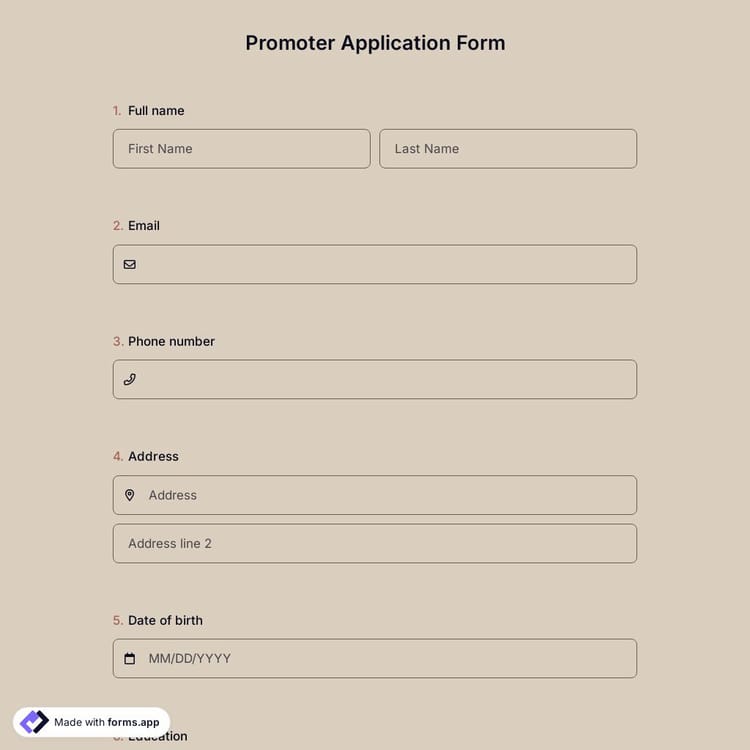 Promoter Application Form