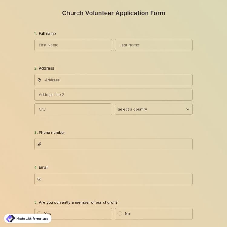 Church Volunteer Application Form