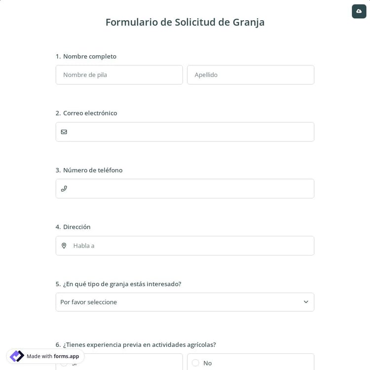 Formulario de Solicitud de Granja