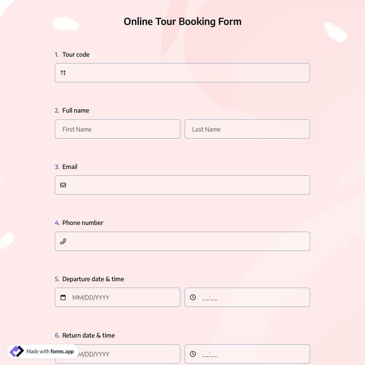 Online Tour Booking Form