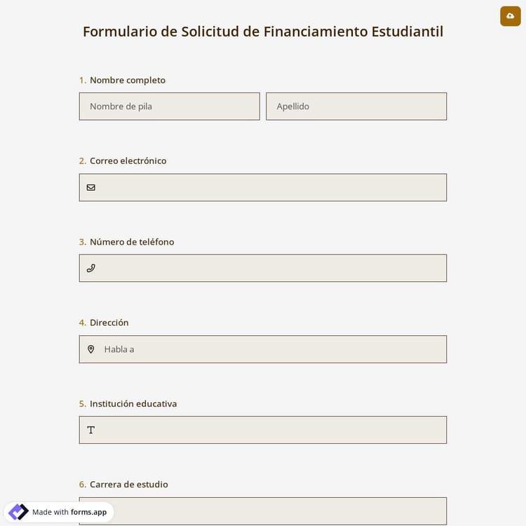 Formulario de Solicitud de Financiamiento Estudiantil